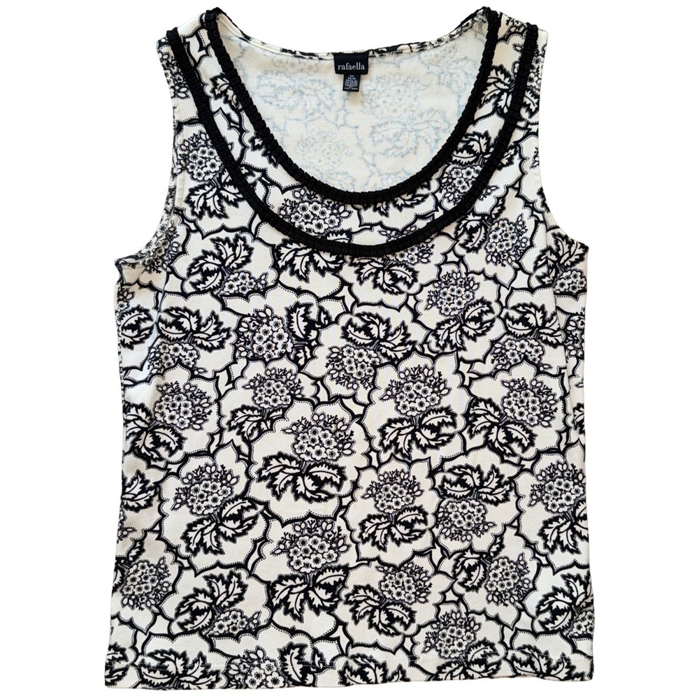 Women’s Black and Cream Floral Tank Top x Rafaella, M